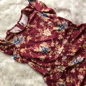 Floral cap sleeve skater dress